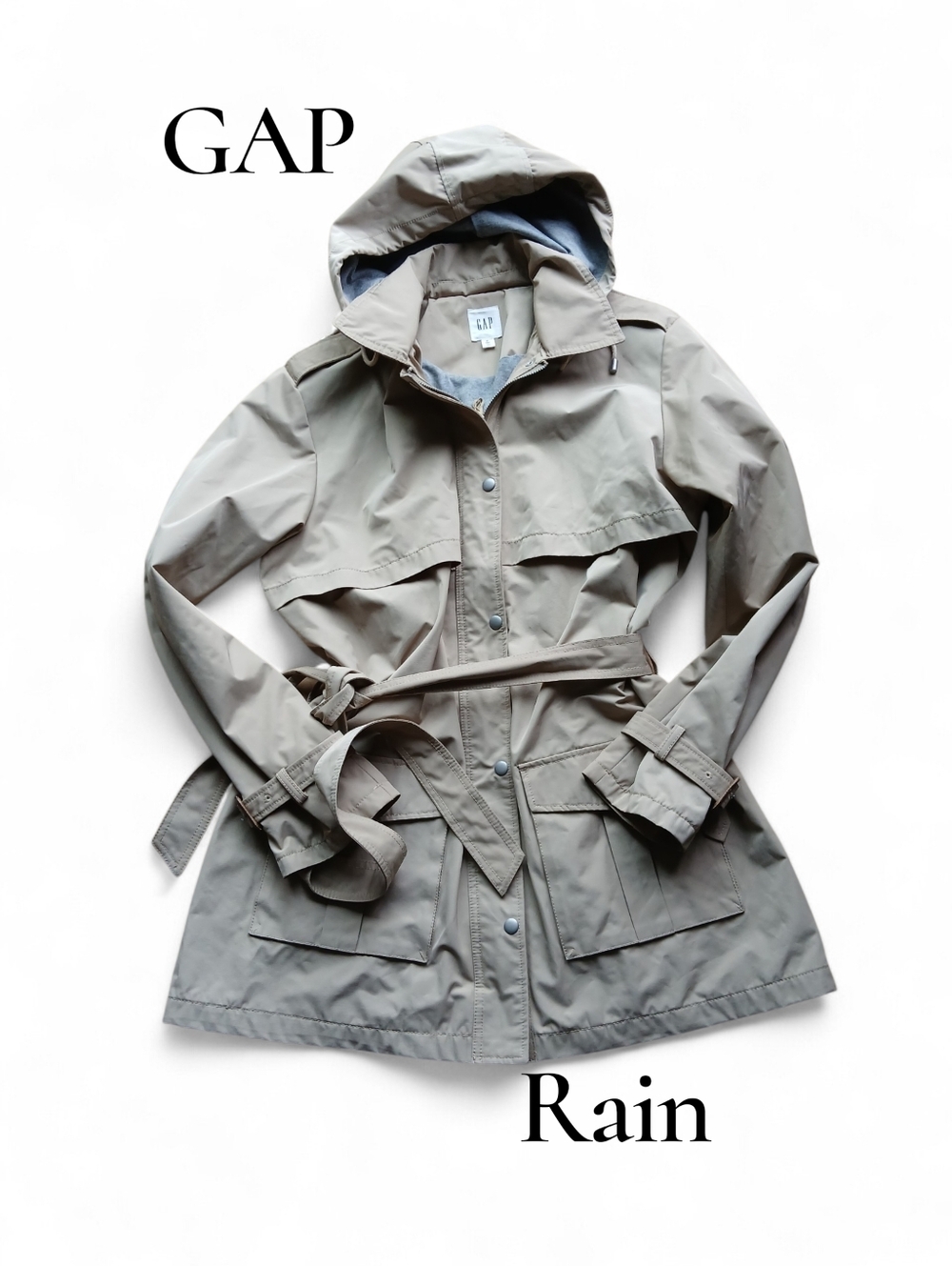 GAP Women's Size XL Hooded Trench Coat - Stone